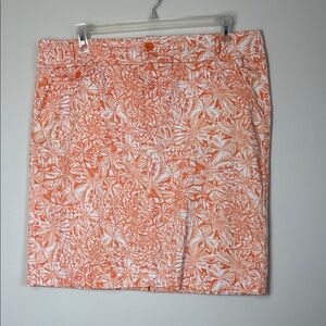 Pappagallo Orange and White Floral Cotton Pencil Skirt Resort Wear Size 16